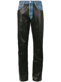 джинсы-бойфренды с кожаными панелями Beau Souci