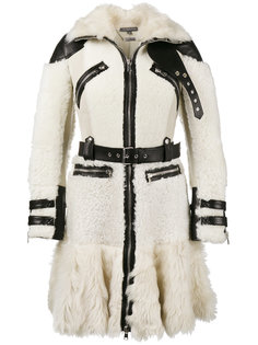 байкерское пальто с кожаной оторочкой Alexander McQueen