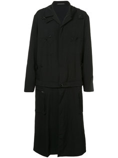 длинное пальто со съемным низом Yohji Yamamoto