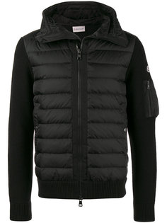 Black Down Filled Jacket with Knitted Sleeves Moncler