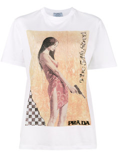 футболка с графическим принтом и украшением из бусин Prada