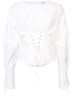 eyelet lace up blouse Sea