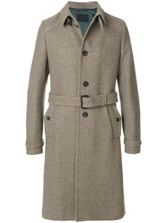 твидовое пальто с поясом Prada
