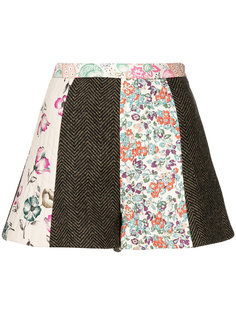 расклешенные шорты в стиле пэчворк  Red Valentino