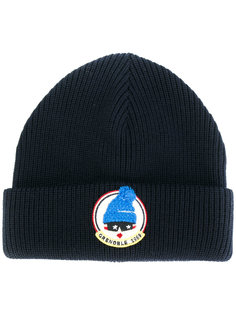 шапка в рубчик с заплаткой с логотипом Moncler Grenoble