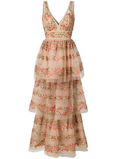многослойное платье с цветочным узором Marchesa Notte