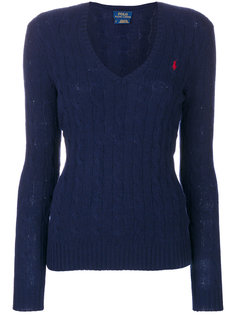 джемпер с узором косы и V-образным вырезом  Polo Ralph Lauren
