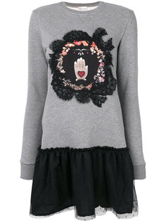 платье-толстовка с кружевом и тюлем Red Valentino