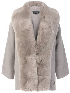 пальто с отделкой мехом лисы  Salvatore Ferragamo