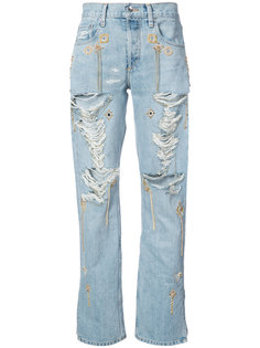джинсы с потертой отделкой Jonathan Simkhai