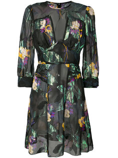 sheer floral metallic dress Anna Sui