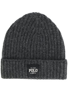 шапка в рубчик с заплаткой с логотипом Polo Ralph Lauren