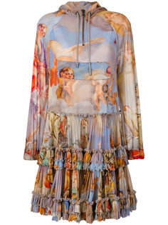 платье с капюшоном и рисунком Fresco Moschino
