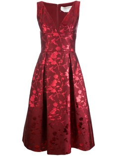 leaf jacquard deep V-neck dress Carolina Herrera