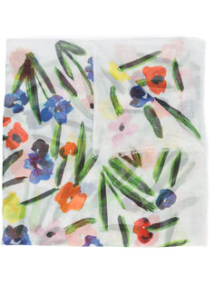 painted flowers scarf Oscar de la Renta