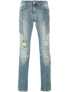 байкерские джинсы с потертой отделкой Pierre Balmain