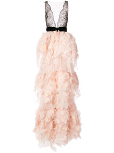тюлевое длинное платье  Marchesa