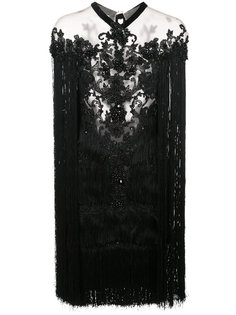 beaded fringe mini dress Marchesa
