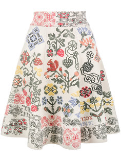 юбка с графическим цветочным узором интарсия  Alexander McQueen