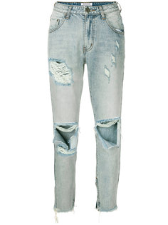 джинсы с завышенной талией с эффектом потертости One Teaspoon