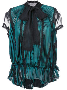 layered pleated pussy bow blouse Sacai