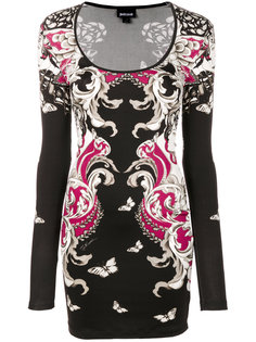 приталенное платье с принтом бабочек Just Cavalli