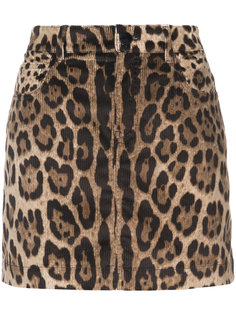 вельветовая юбка с леопардовым принтом Dolce &amp; Gabbana