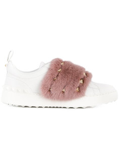 кроссовки с норковым ремешком Valentino Garavani Valentino