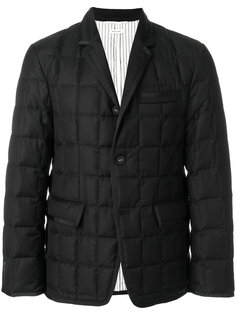 Downfilled Classic Single Breasted Sport Coat With Grosgrain Tipping In Black Super 130’s Wool Twill Thom Browne