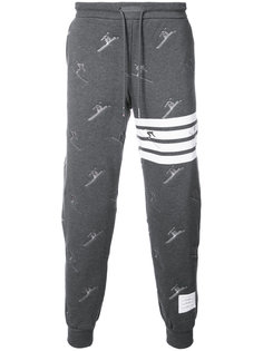 Classic Sweatpants In Quilted Loopback Cotton With Skier Embroidery Thom Browne
