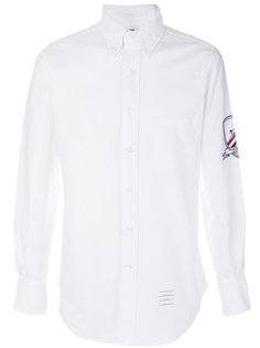 Embroidery Patch Armband Button Down Point Collar Shirt In White Oxford Thom Browne