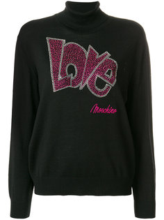 свитер с отворотом и логотипом  Love Moschino