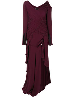 асимметричное платье с открытыми плечами с дизайном со сборкой Versace