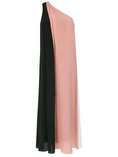 one shoulder color block gown Osklen