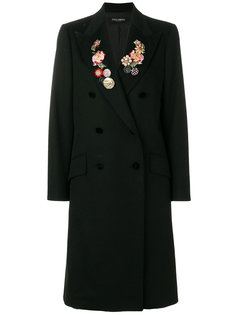 двубортное пальто с цветочной вышивкой Dolce &amp; Gabbana