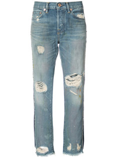 укороченные джинсы с потертой отделкой NSF
