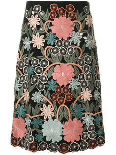 юбка с цветочной вышивкой  Red Valentino