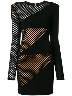 приталенное платье с лазерной перфорацией Balmain