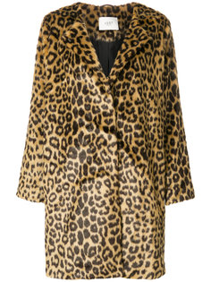 faux fur leopard print coat  Just Female