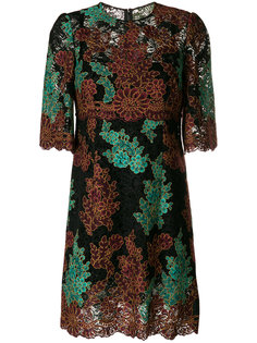 кружевное платье с цветочной вышивкой Dolce &amp; Gabbana