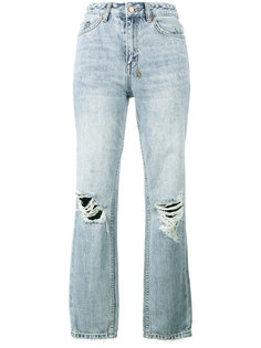 джинсы слим с завышенной талией и прорехами Ksubi
