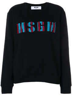 свитер с логотипом и пайетками  MSGM