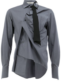 рубашка с декоративной сборкой и галстуком Aganovich