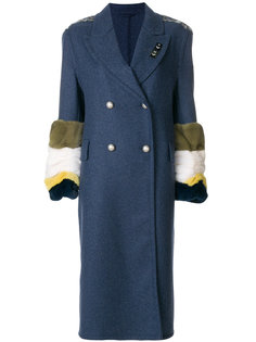 fur trim double-breasted coat  Ermanno Scervino