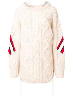 свободный джемпер с кожаной отделкой Facetasm