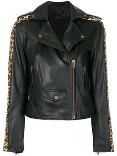 leopard print studded biker jacket  Muubaa