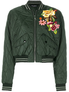 куртка-бомбер с цветончой аппликацией  Dolce &amp; Gabbana
