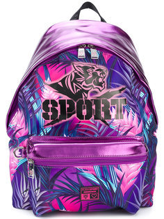 metallic leaf print backpack  Plein Sport