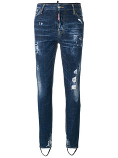 джинсы с прорехами и штрипками  Dsquared2