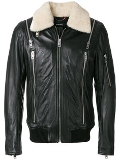 кожаная куртка с молниями Diesel